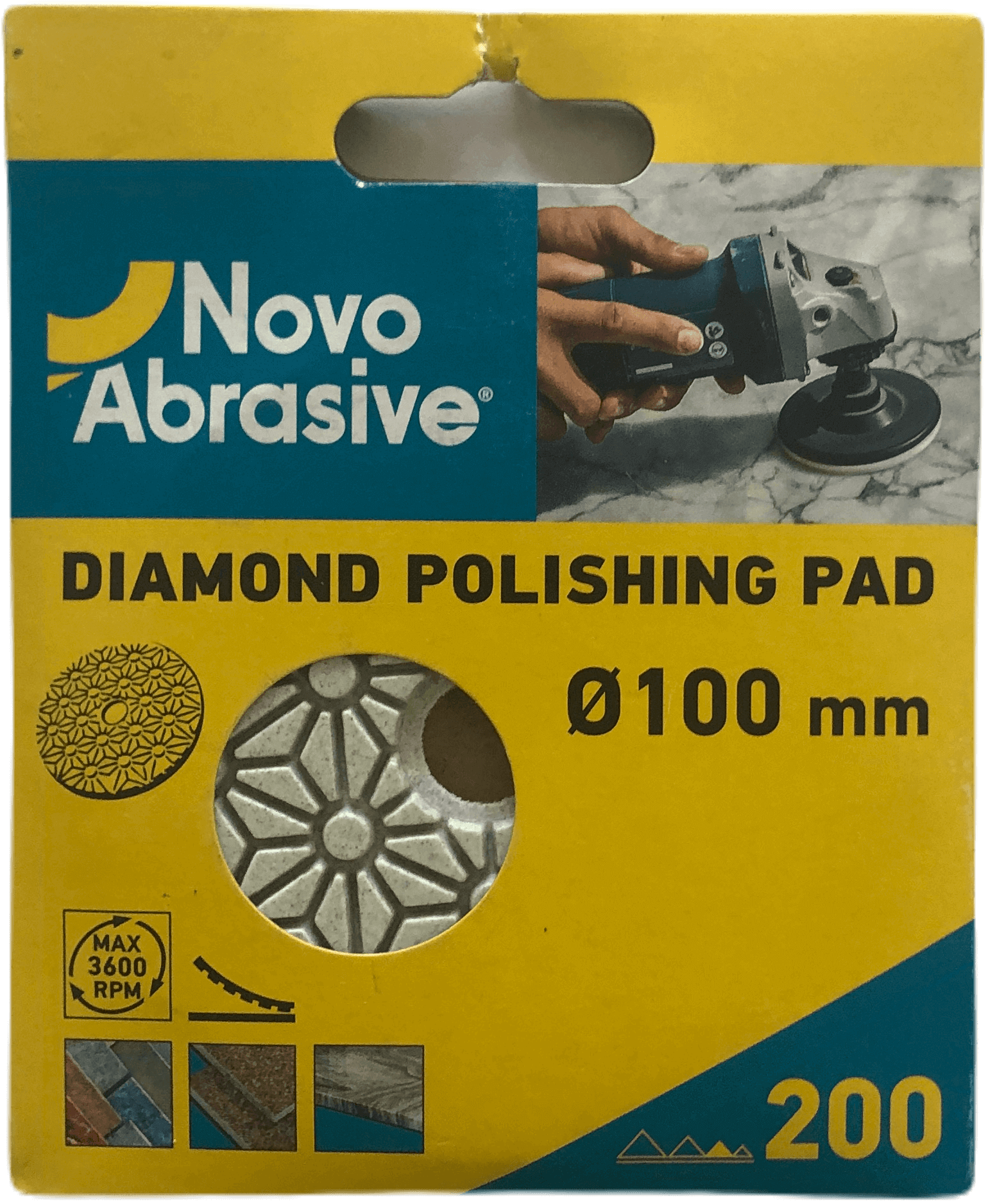 Диск алмазний полірувальний NovoAbrasive 100 мм, Р200, зірка